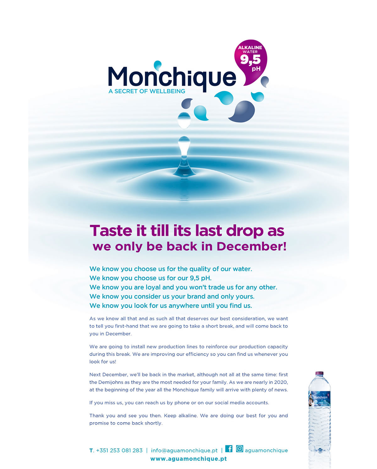 Água Monchique | Comunicado/Announcement