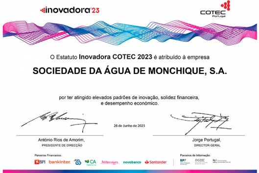 Água Monchique conquista Estatuto Inovadora COTEC 2023