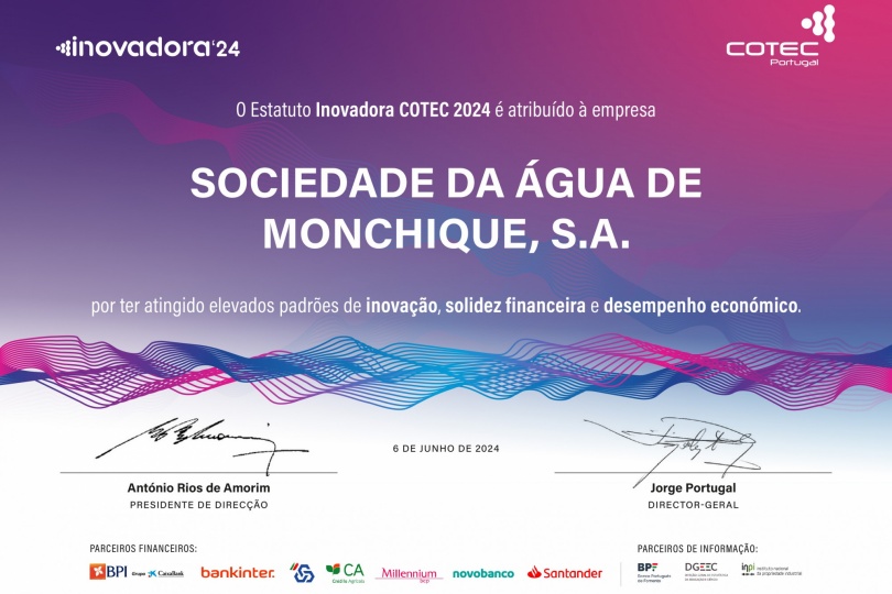 gua Monchique recebe estatuto INOVADORA COTEC 2024 2