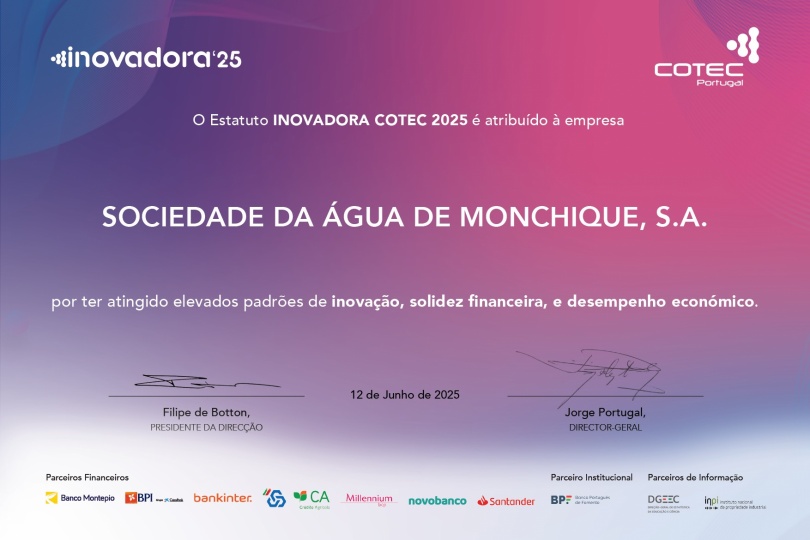 gua Monchique renova pelo 4. ano consecutivo o Estatuto INOVADORA COTEC 2025